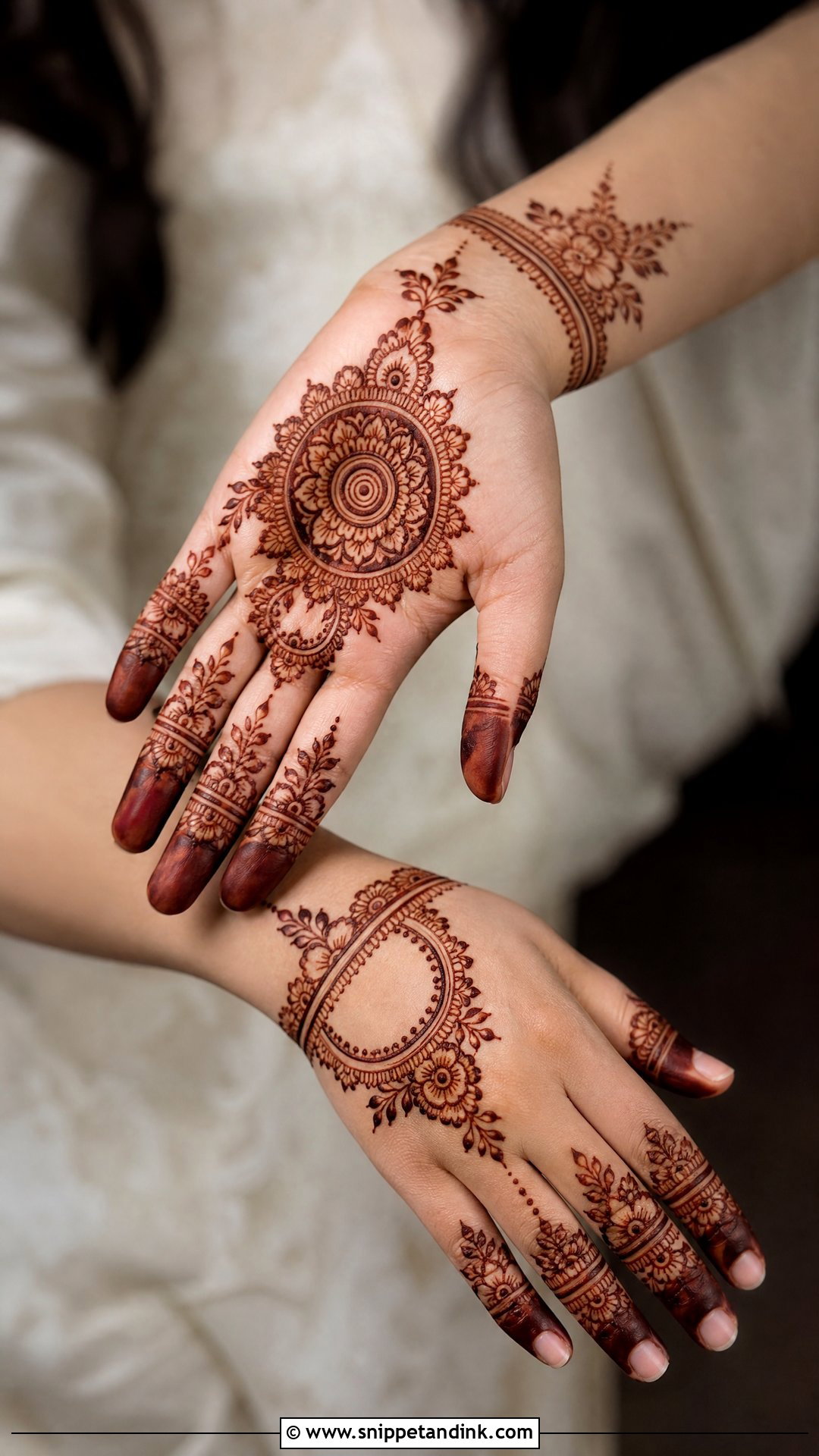 Half Hand Bridal Mehndi Design - Snippet and Ink - 30 Unique Bridal Mehndi Designs 2025