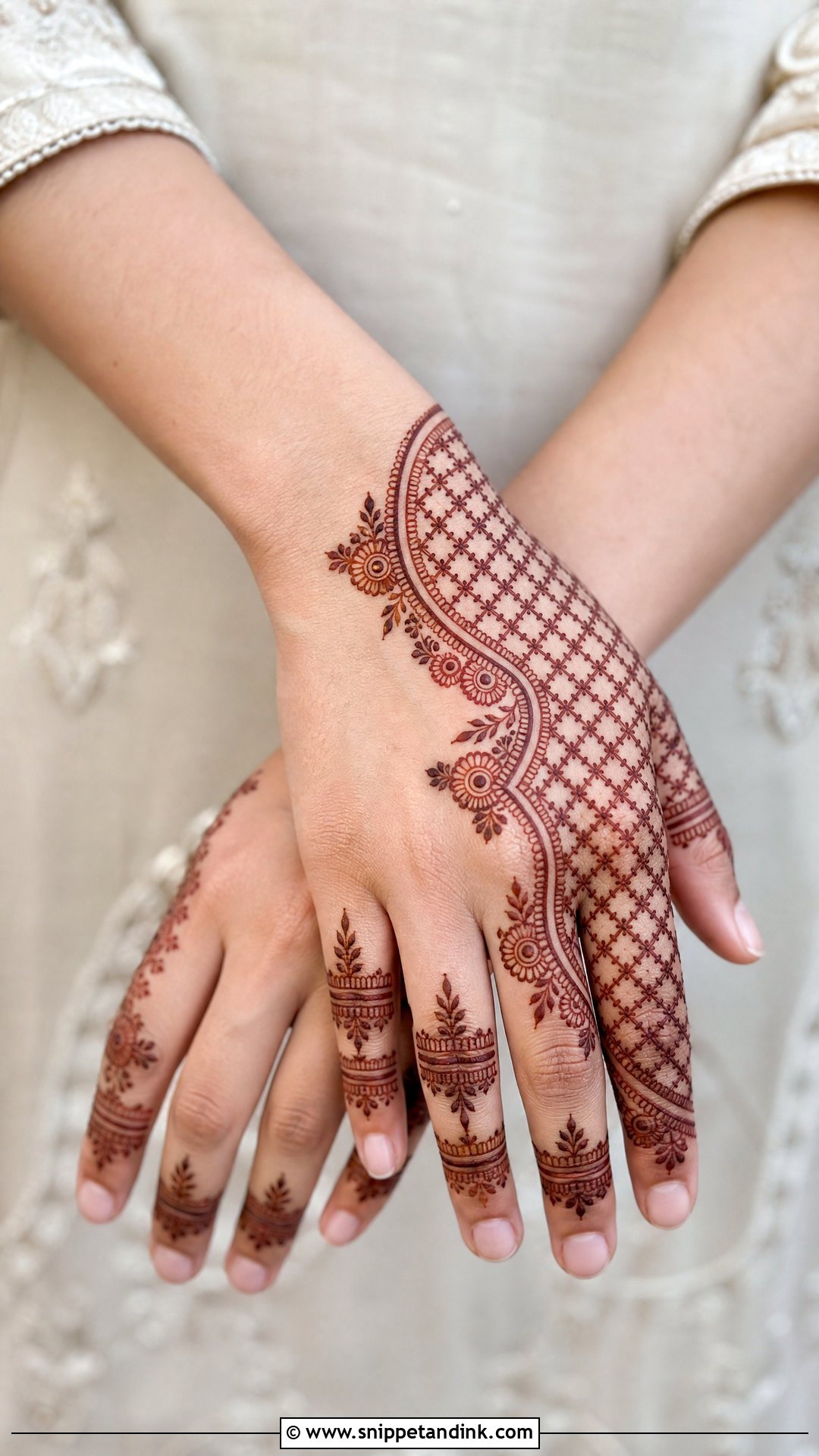 Half Hand Check Mehndi Design - Snippet and Ink - 30 Back Hand Check Mehndi Design Ideas