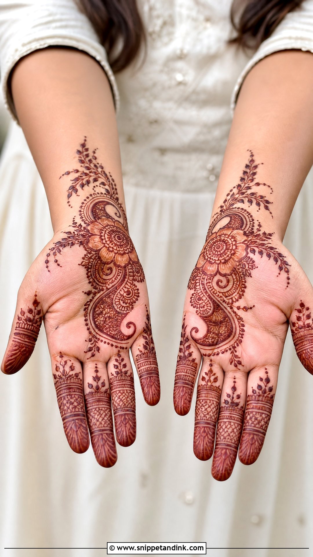 Half Hand Engagement Mehndi Design - Snippet and Ink - 20 Simple Engagement Mehndi Ideas