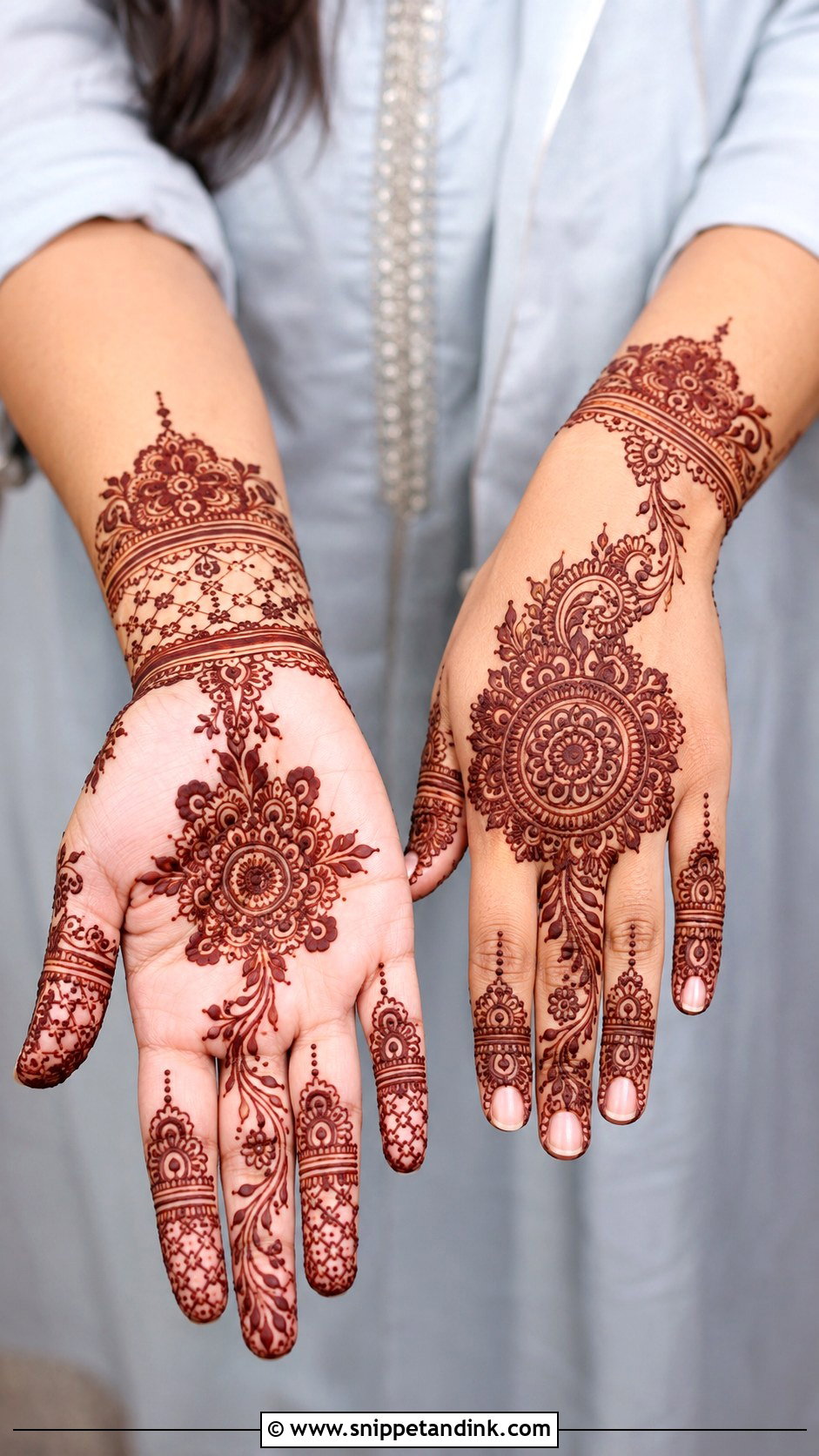 Half Hand Engagement Mehndi Design - Snippet and Ink - 30 Engagement Mehndi Designs for Bride