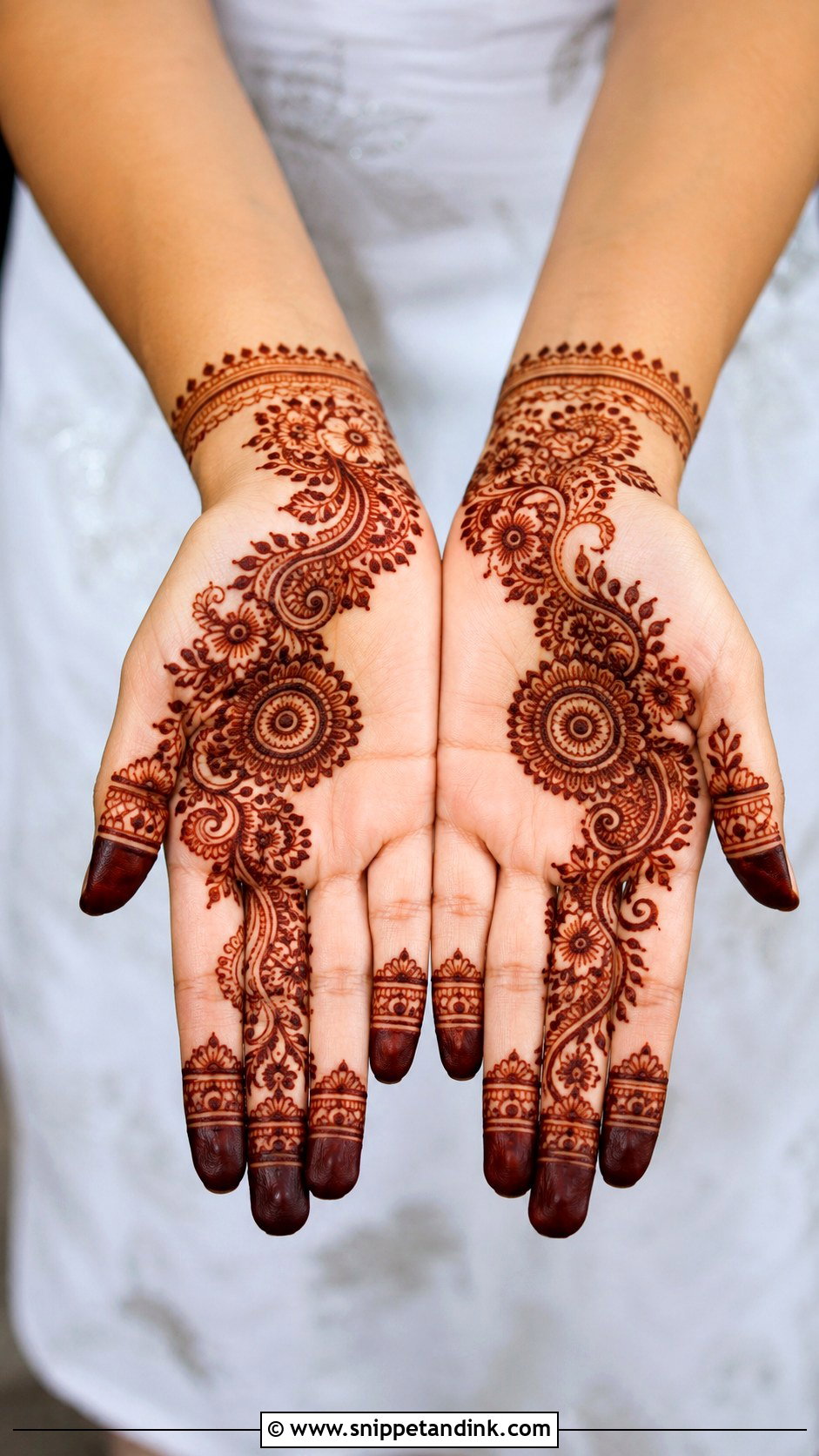 Half Hand Engagement Mehndi Design - Snippet and Ink - 30 Unique Engagement Mehndi Designs