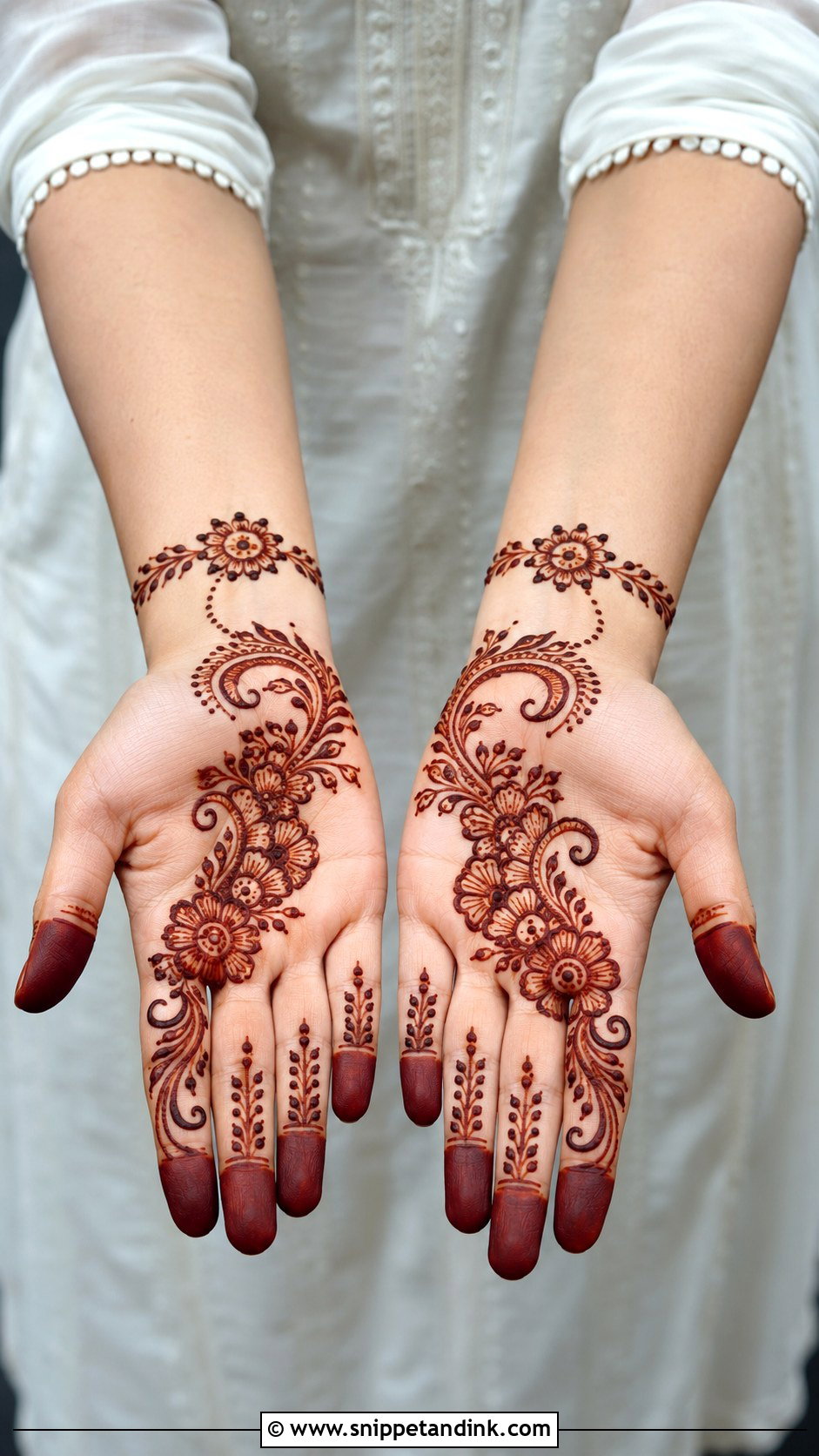 Half Hand Flower Mehndi Design - Snippet and Ink - 35 Flower Mehndi Designs