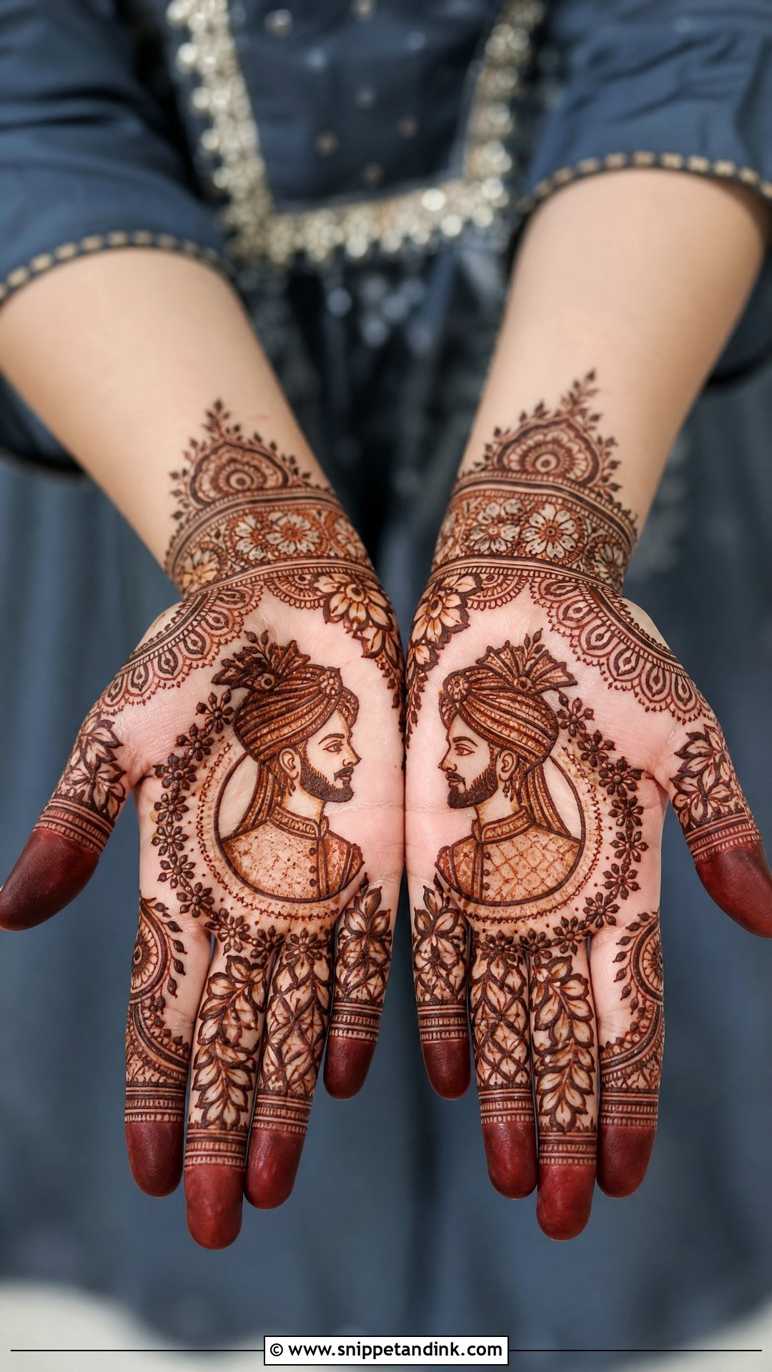 Half Hand Groom Face Mehndi Design - Snippet and Ink - 25 Groom Face Mehndi Designs
