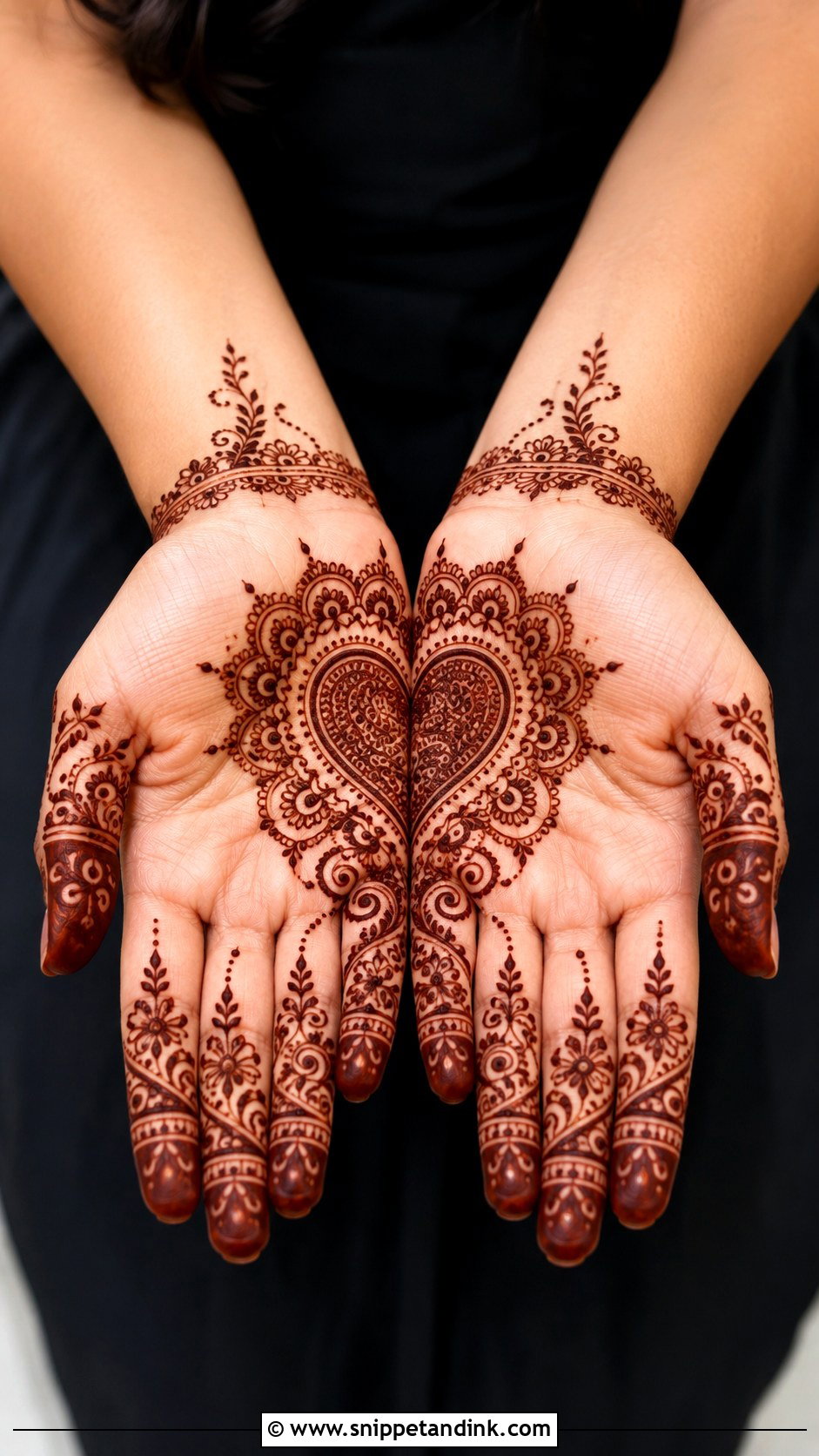 Half Hand Heart Mehndi Design - Snippet and Ink - 30 Heart Mehndi Designs