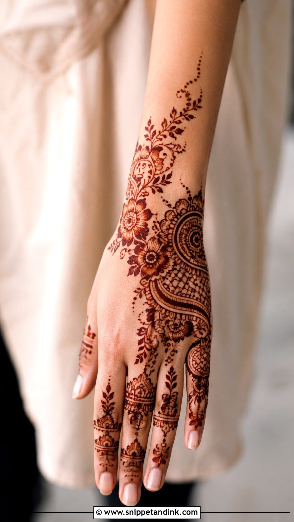 Half Hand Mehndi Design - Snippet and Ink - 35 Stylish Mehndi Designs