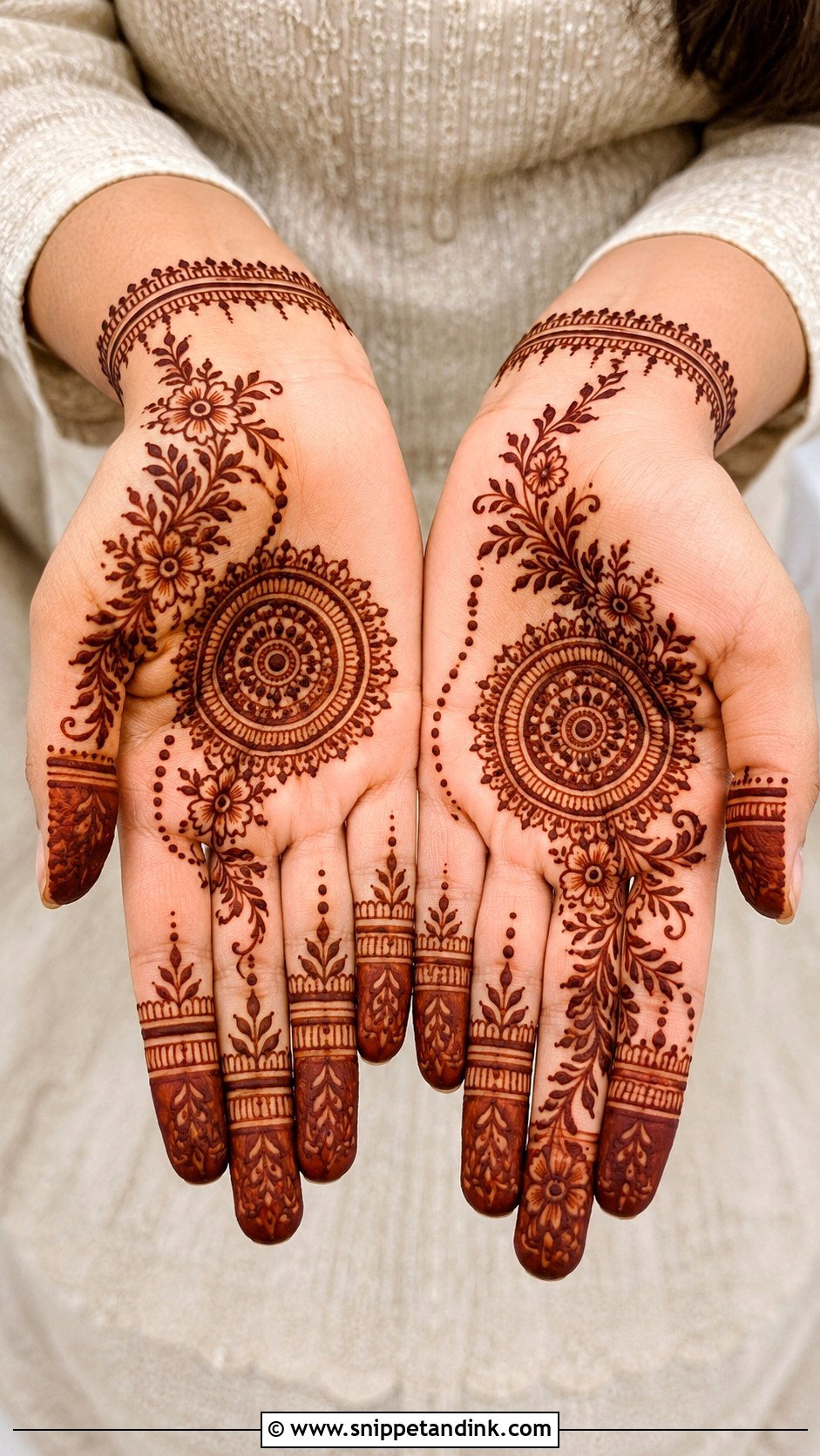 Half Hand Tikki Mehndi Design - Snippet and Ink - 35 Tikki Mehndi Design Ideas