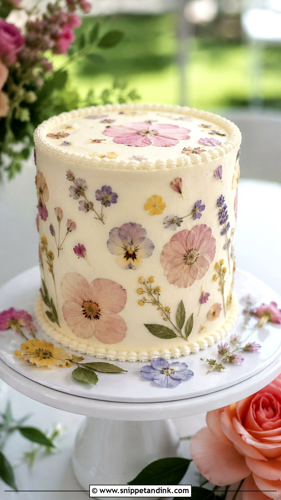 Half Kg Pressed Flower Wedding Cake - Snippet and Ink - 20 Half Kg Cake Designs for Wedding