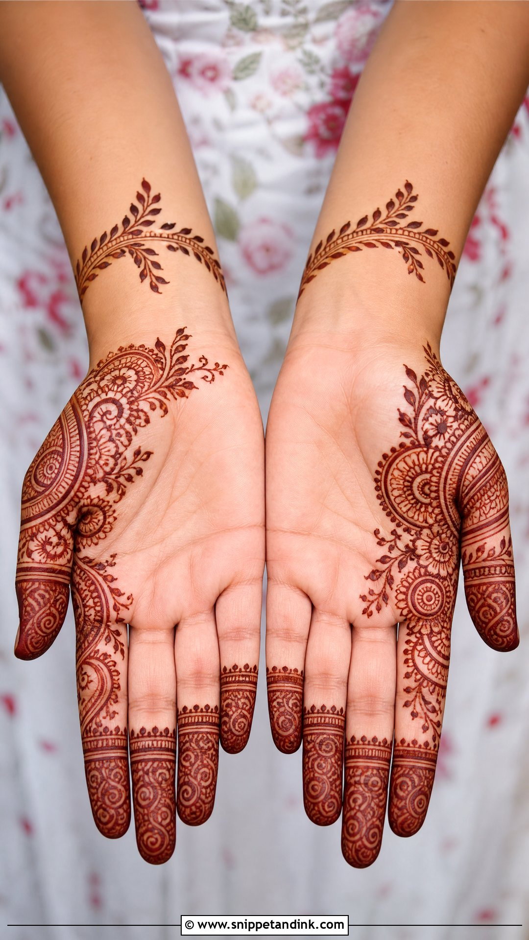 Half Palm Bridal Front Hand Mehndi Design - Snippet and Ink - 25 Bridal Front Hand Mehndi Designs