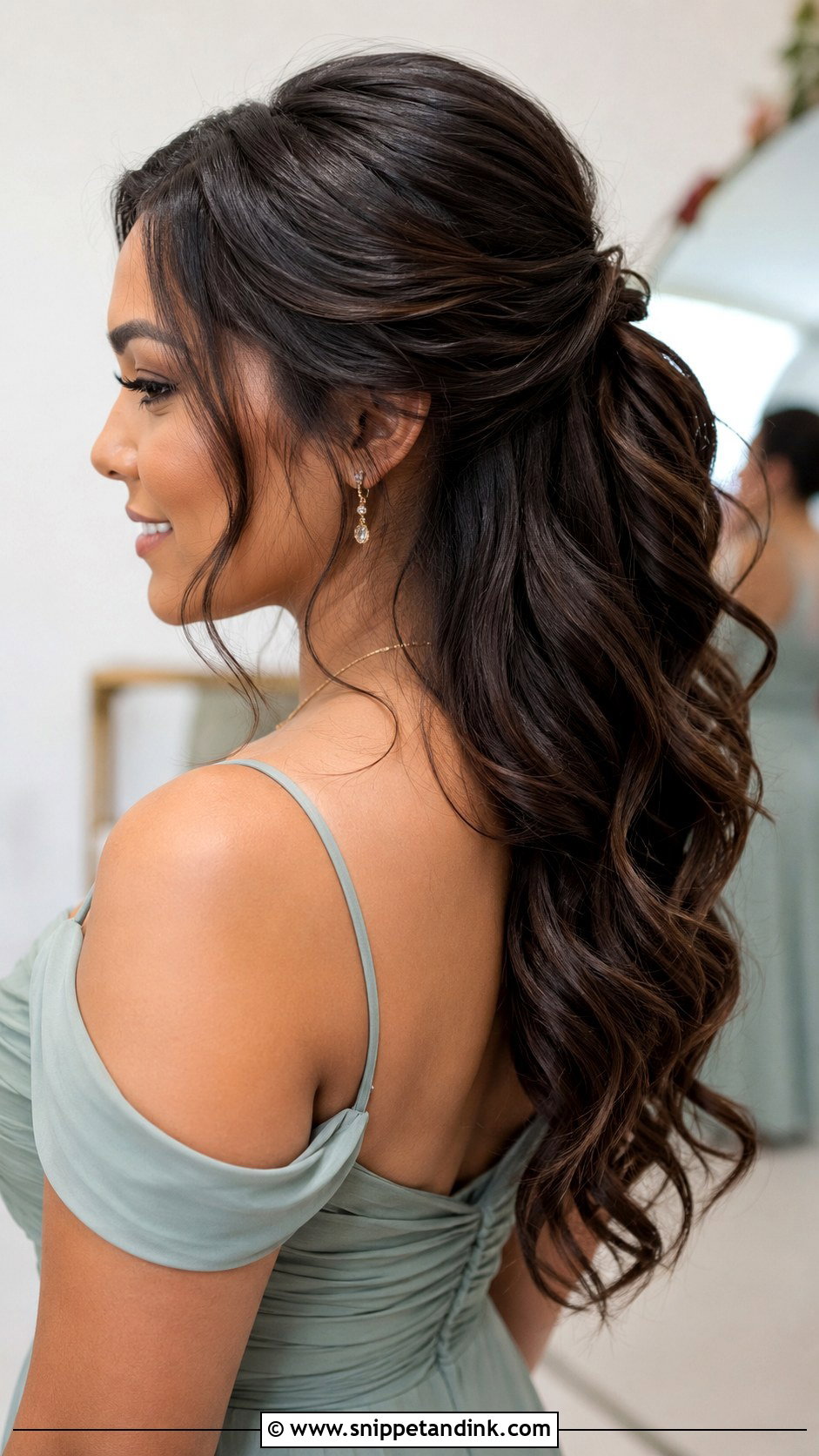 Half Pony Wedding Hairstyle With Face Framing Pieces - Snippet and Ink - 20 Half Pony Hairstyles for Wedding