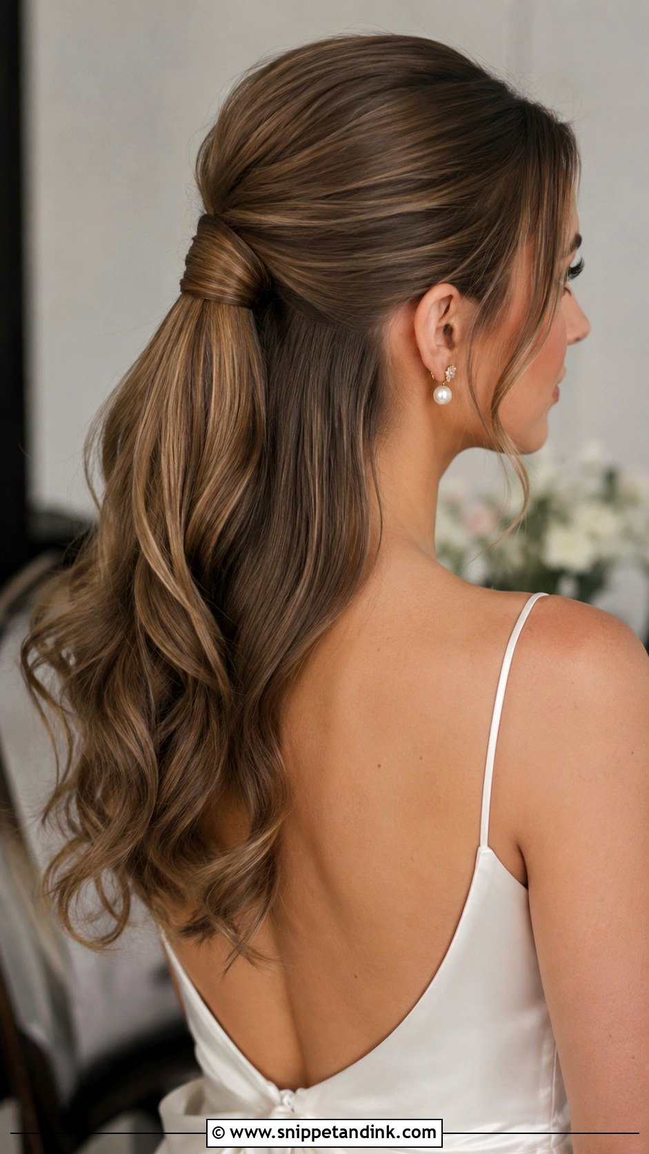 Half Pony Wedding Hairstyle With Hair Wrap - Snippet and Ink - 20 Half Pony Hairstyles for Wedding