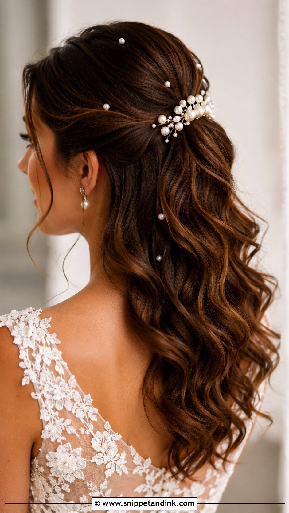 Half Pony Wedding Hairstyle With Pearls - Snippet and Ink - 20 Half Pony Hairstyles for Wedding