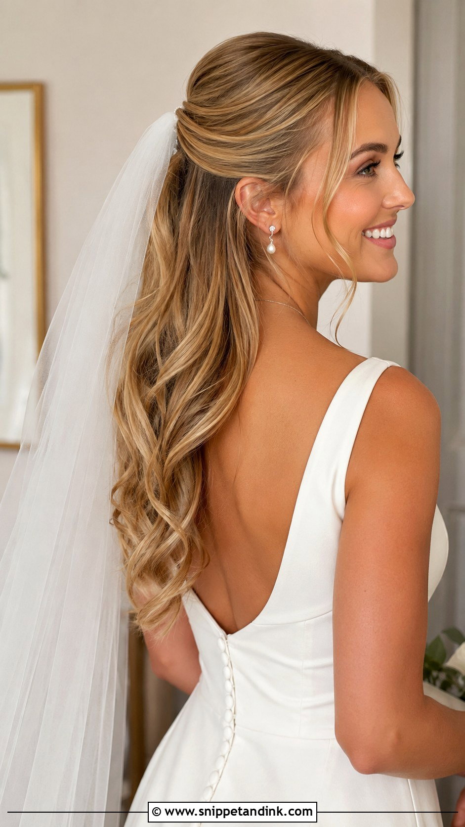 Half Pony Wedding Hairstyle With Veil - Snippet and Ink - 20 Half Pony Hairstyles for Wedding