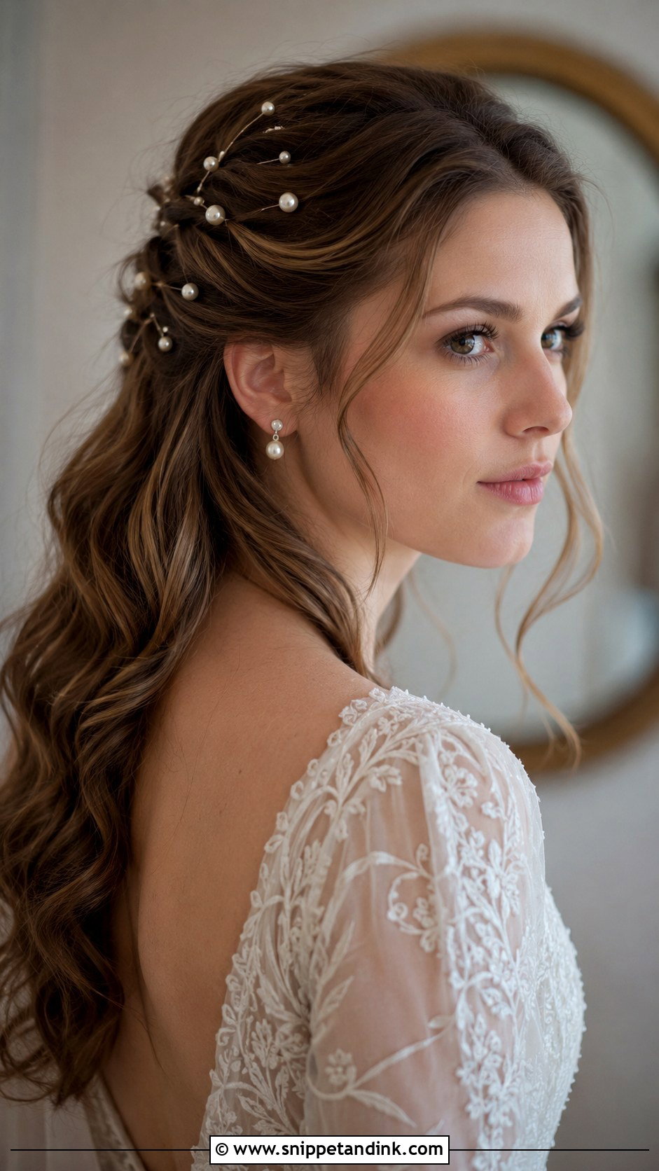 Half Pony With Pearl Accessories - Snippet and Ink - 25 Half Pony Wedding Hairstyles