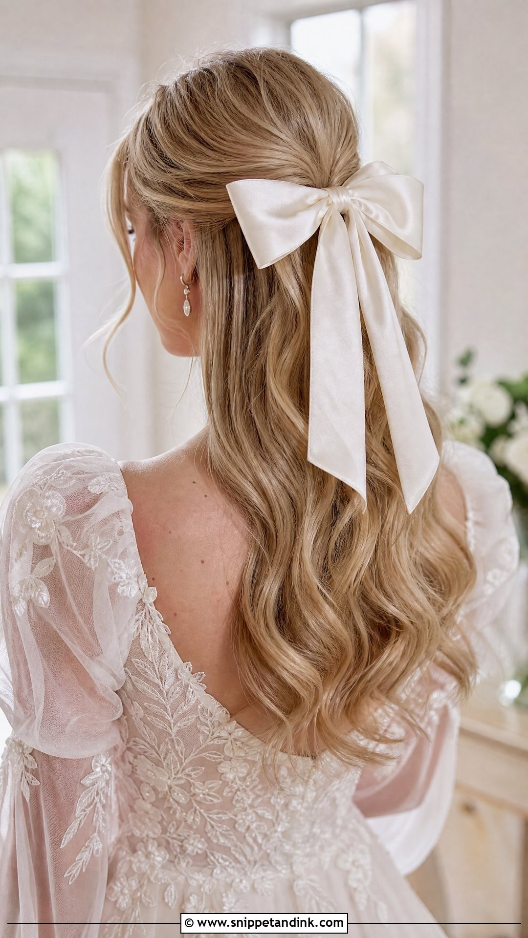 Half Ponytail With Bow Wedding Hairstyle - Snippet and Ink - 20 Half Ponytail Wedding Hairstyles