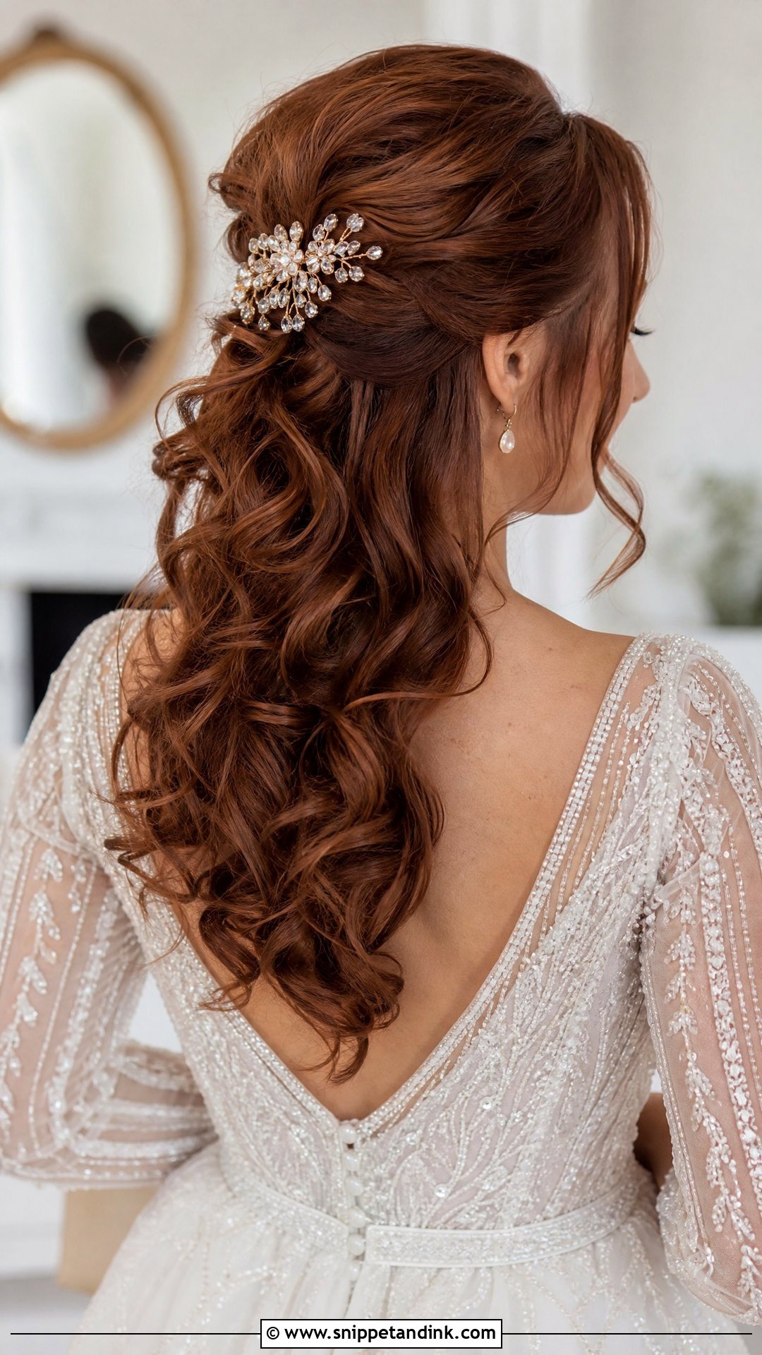 Half Ponytail With Curls Wedding Hairstyle - Snippet and Ink - 20 Half Ponytail Wedding Hairstyles