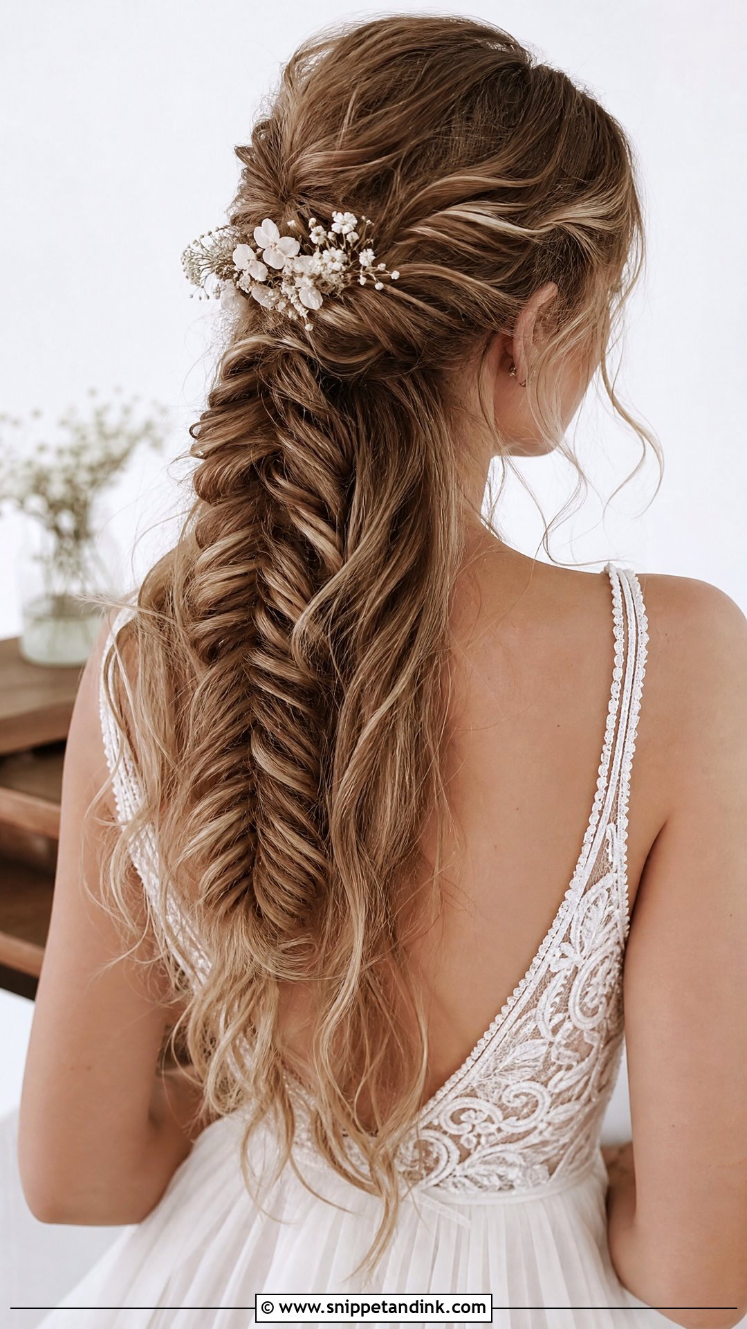 Half Ponytail With Fishtail Braid Wedding Hairstyle - Snippet and Ink - 20 Half Ponytail Wedding Hairstyles