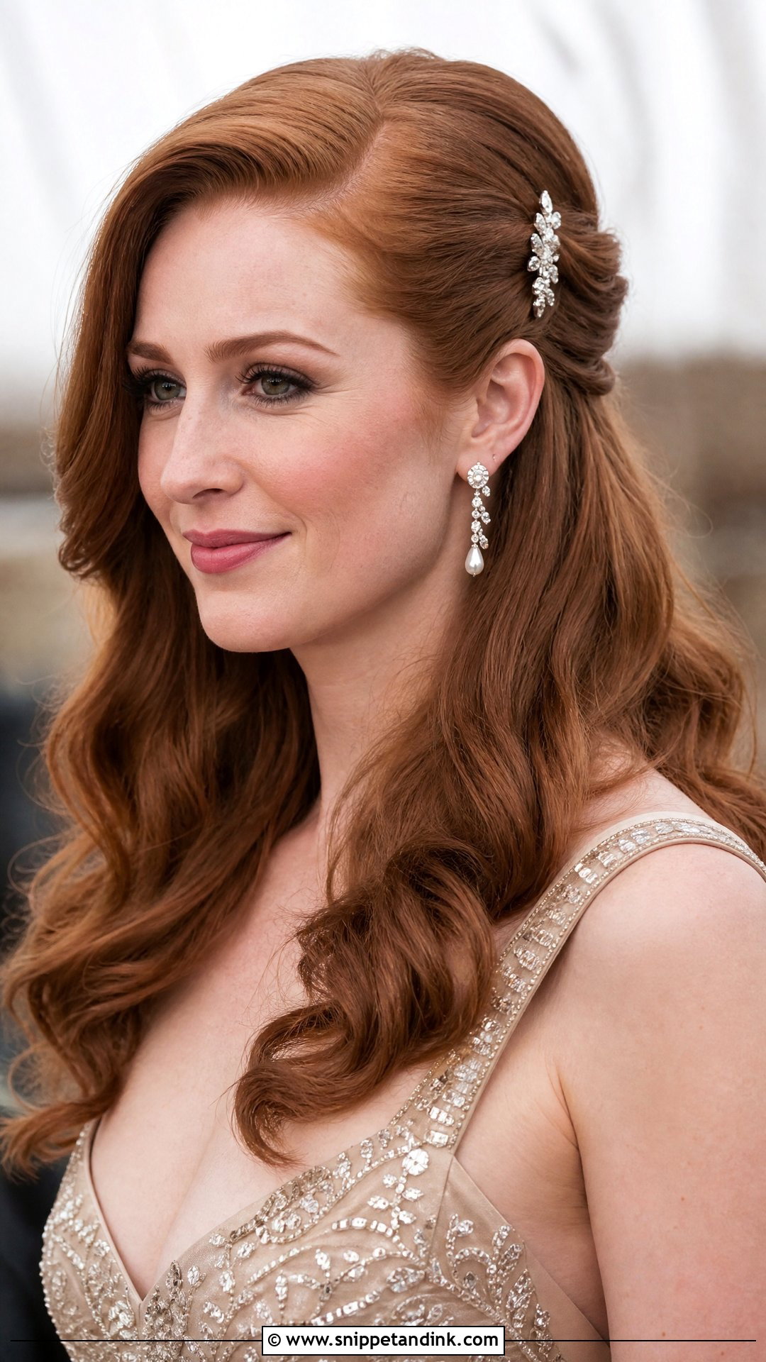 Half Ponytail With Side Part Wedding Hairstyle - Snippet and Ink - 20 Half Ponytail Wedding Hairstyles