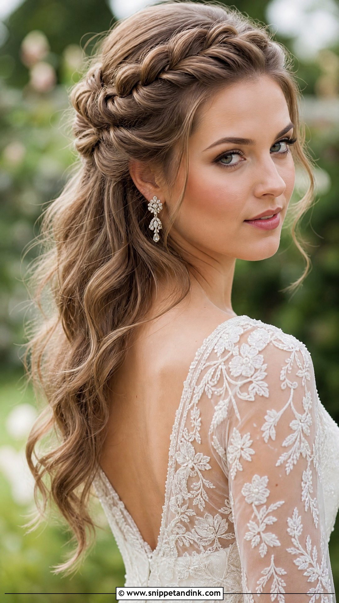 Half Ponytail With Twisted Crown Wedding Hairstyle - Snippet and Ink - 20 Half Ponytail Wedding Hairstyles