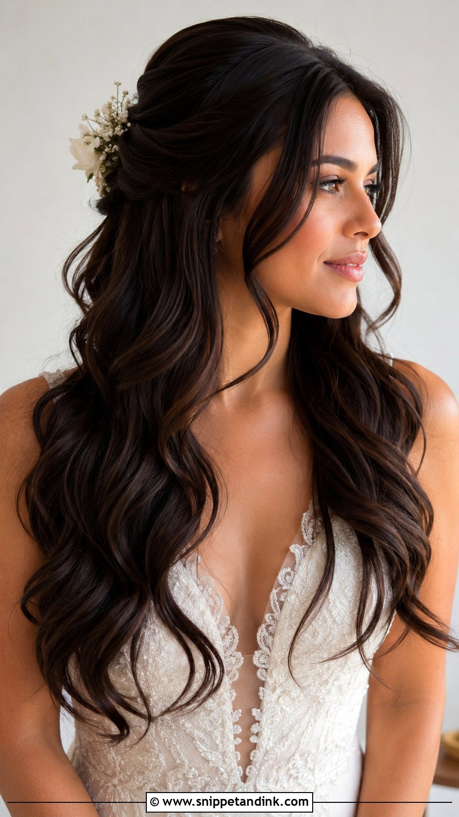 Half Tucked Wavy Wedding Hair Down - Snippet and Ink - 15 Wavy Hair Down Wedding Ideas