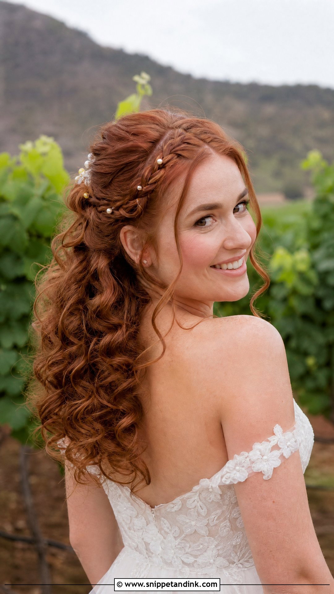 Half Up Accent Braid With Curls Wedding Hairstyle - Snippet and Ink - 20 Half Updo Wedding Ideas