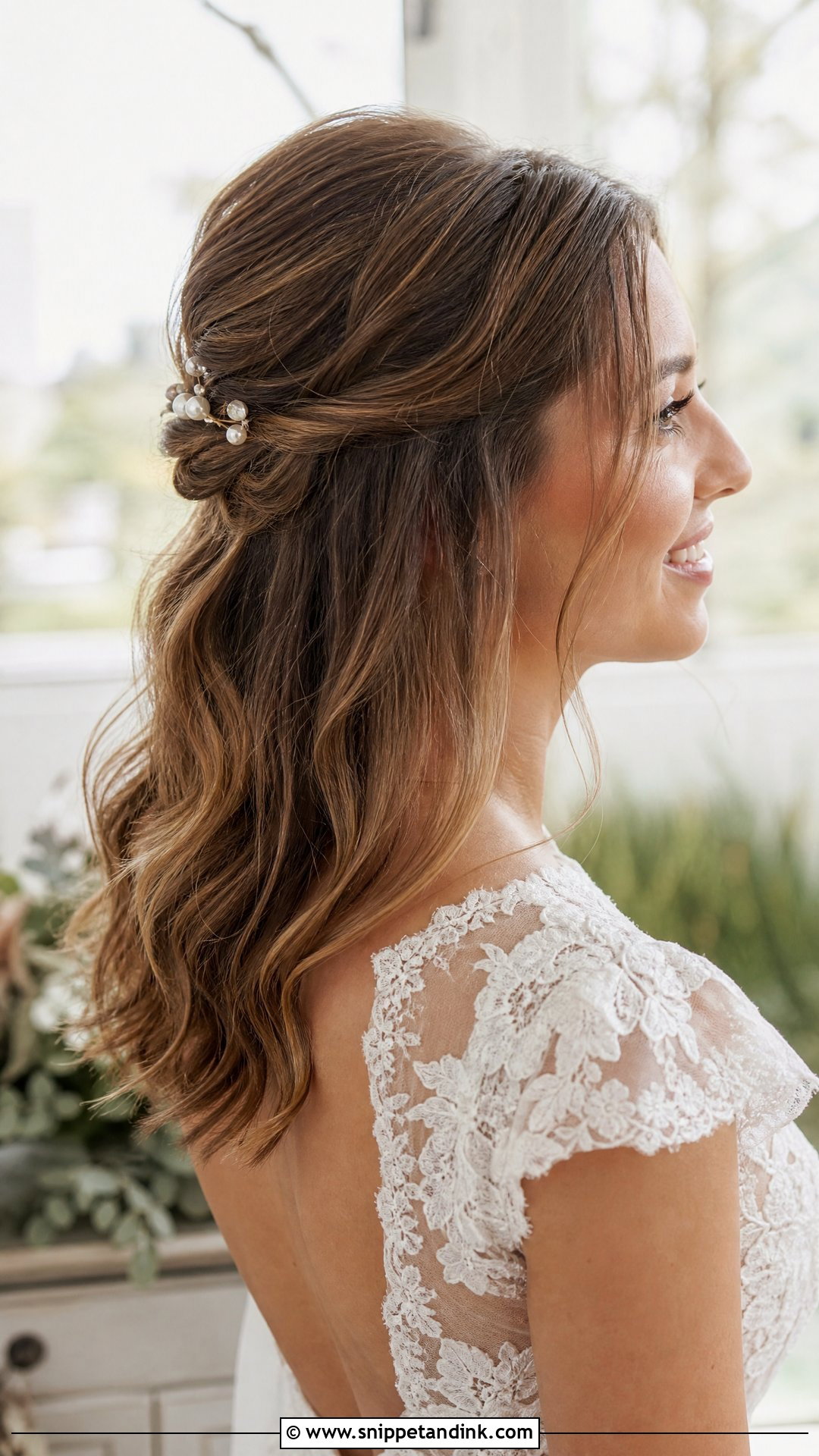 Half Up Beach Wave Bridal Hair - Snippet and Ink - 15 Beach Wave Bridal Hair Ideas