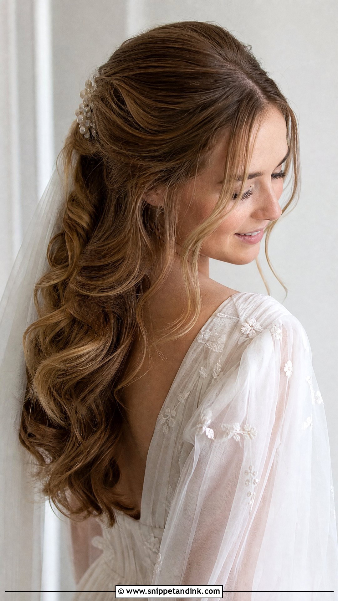 Half Up Big Waves Wedding Hair - Snippet and Ink - 15 Big Waves Wedding Hair