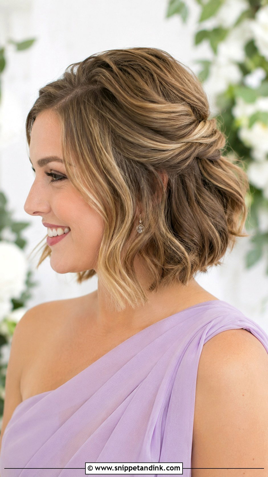Half Up Bob Bridesmaid Hairstyle - Snippet and Ink - 30 Short Hair Bridesmaid Hairstyles