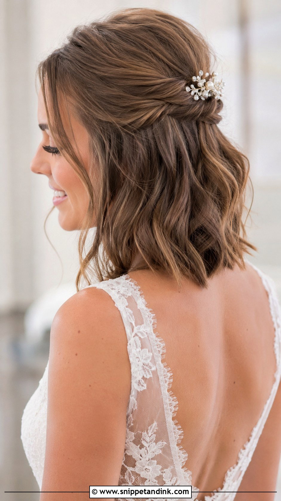 Half Up Bob Wedding Hair - Snippet and Ink - 20 Bob Hair Wedding Styles