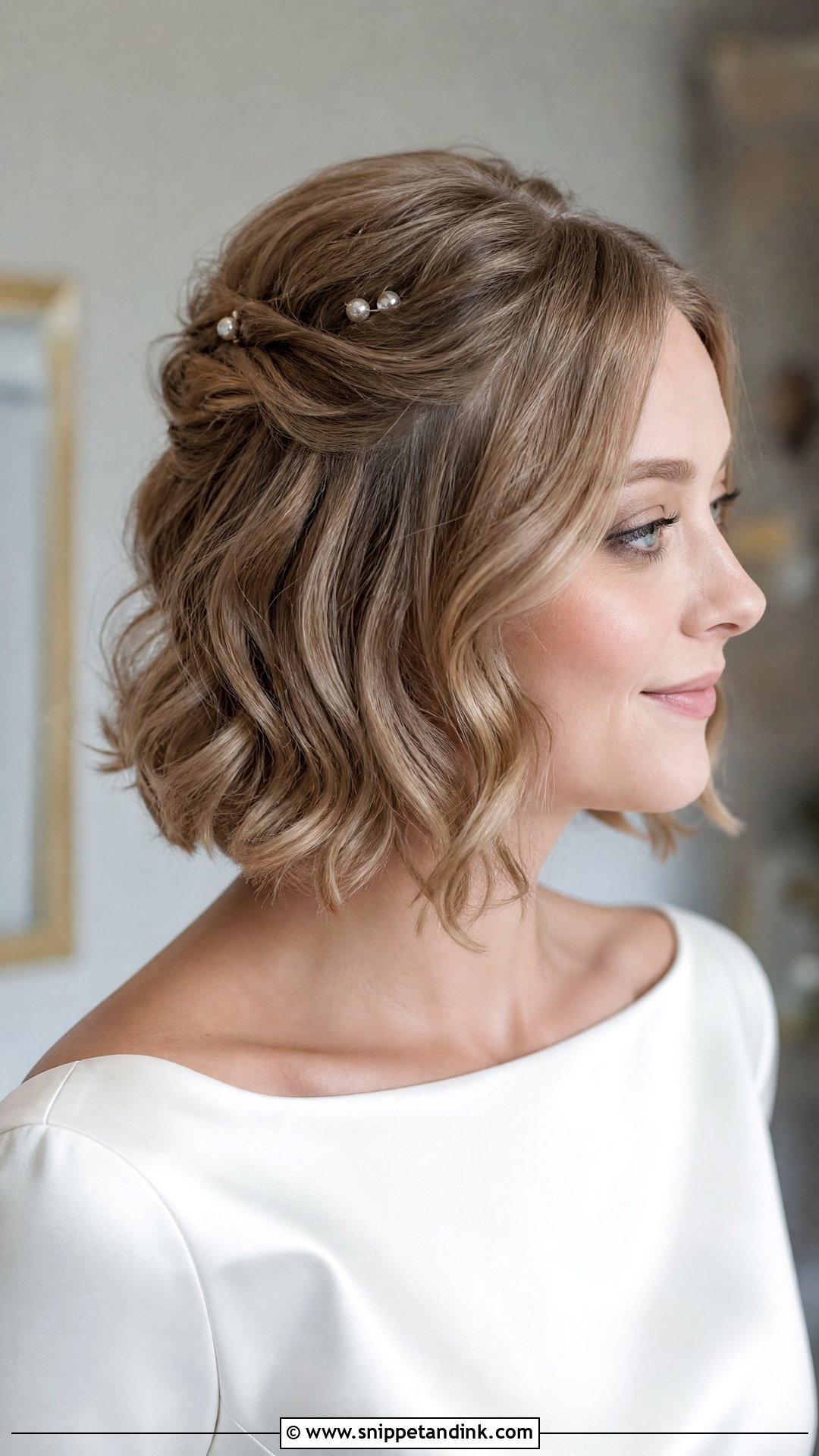 Half Up Bob Wedding Hairstyle - Snippet and Ink - 15 Cute Hairstyles for Short Hair for Wedding