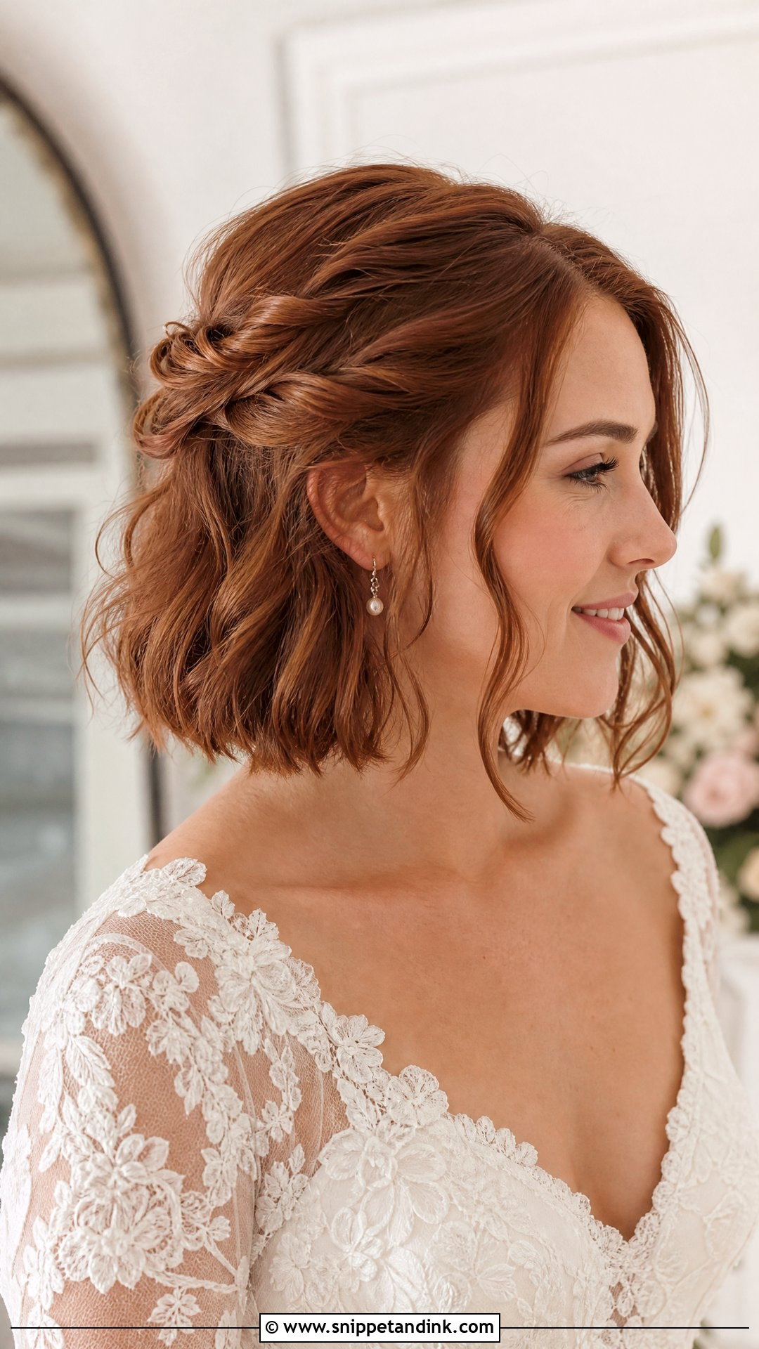 Half Up Bob Wedding Hairstyle - Snippet and Ink - 15 Bob Haircut Wedding Hairstyles