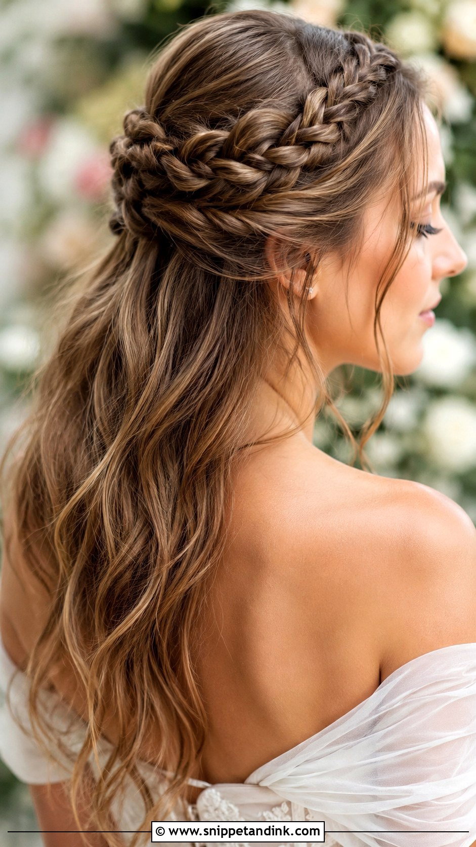 Half Up Boho Braid Crown - Snippet and Ink - 25 Boho Bride Hair Ideas