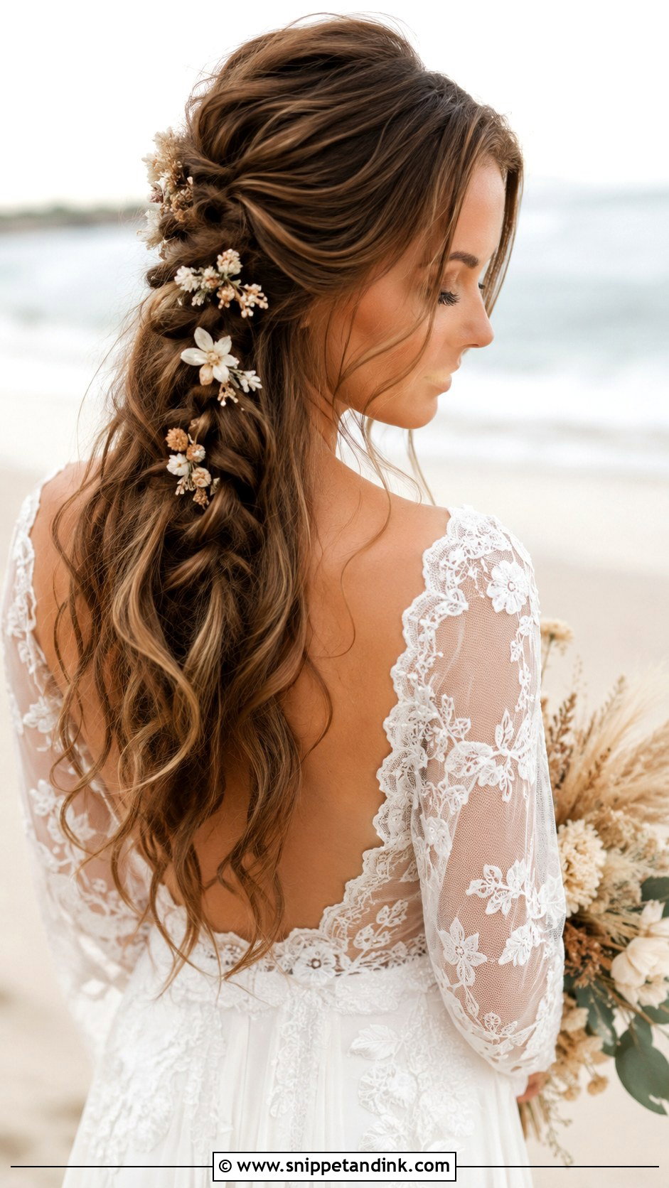 Half Up Boho Braid Wedding Hair - Snippet and Ink - 25 Romantic Half-Up Wedding Hair Ideas