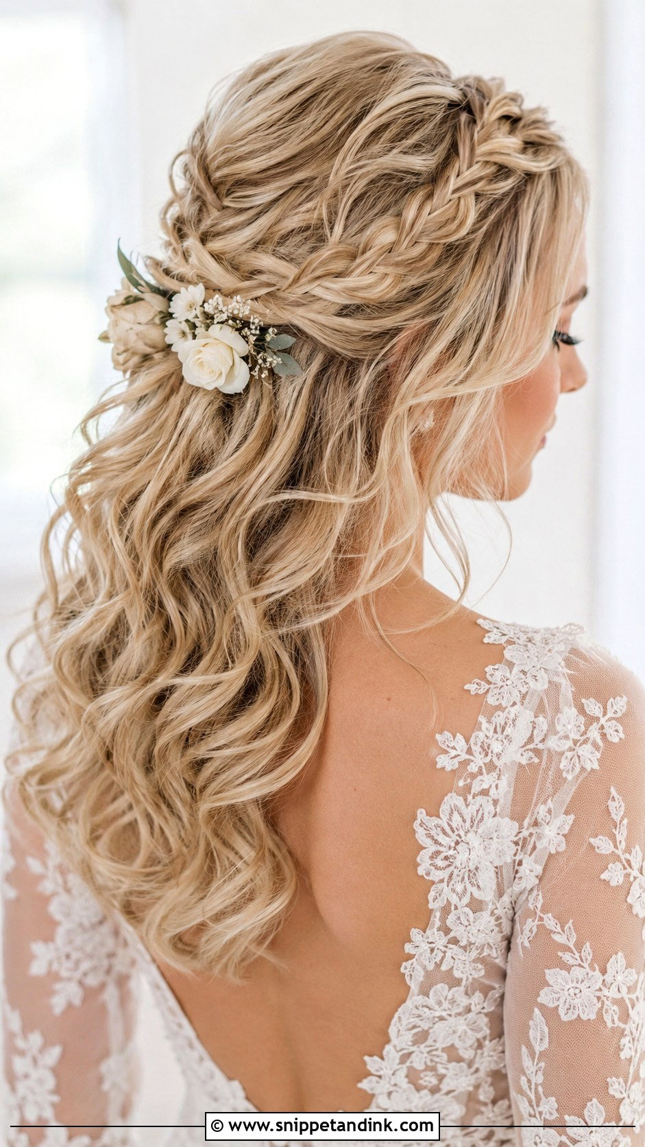 Half Up Boho Braid Wedding Hairstyle - Snippet and Ink - 25 Boho Braid Wedding Hair Ideas