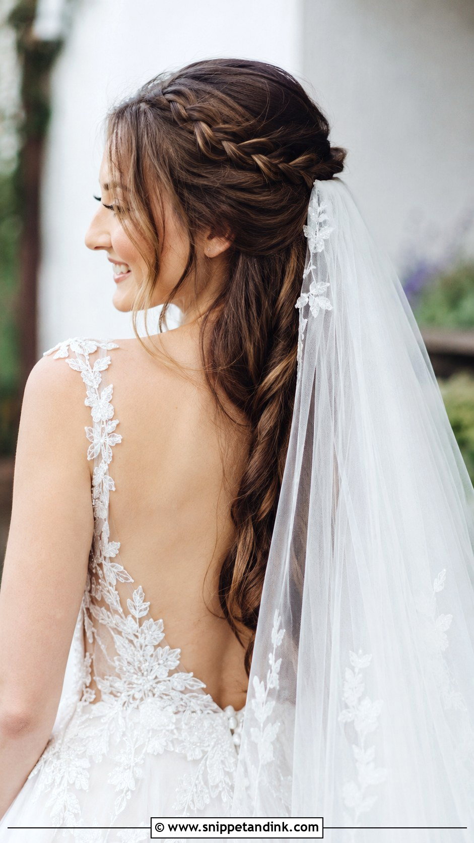 Half Up Boho Braid With Veil - Snippet and Ink - 25 Boho Half-Up Half-Down Wedding Hair Ideas