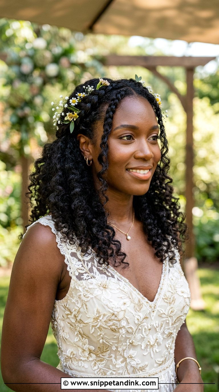 Half Up Boho Braids With Curls - Snippet and Ink - 20 Black Half-Up Half-Down Wedding Hair Ideas