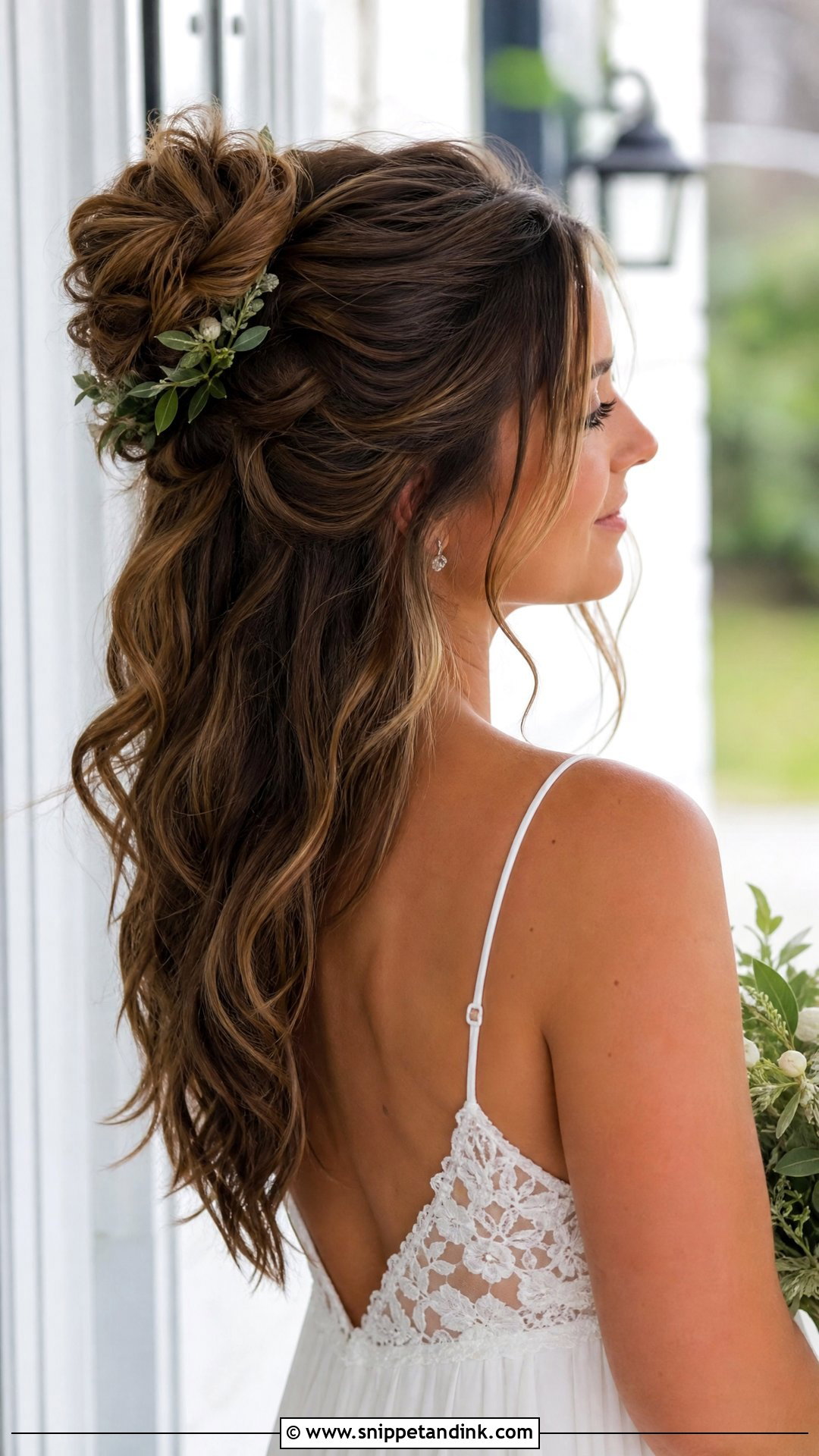Half Up Boho Bun - Snippet and Ink - 25 Boho Half-Up Bridal Hair Ideas