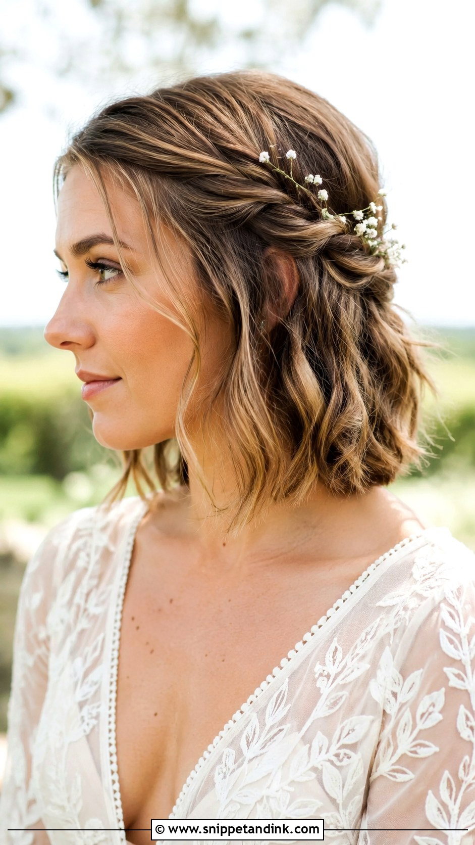 Half Up Boho Hair For Short Hair - Snippet and Ink - 25 Boho Half-Up Half-Down Wedding Hair Ideas