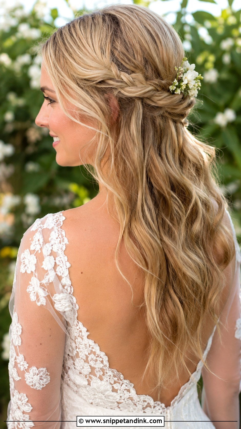 Half Up Boho Hair With Twisted Crown - Snippet and Ink - 25 Boho Half-Up Half-Down Wedding Hair Ideas