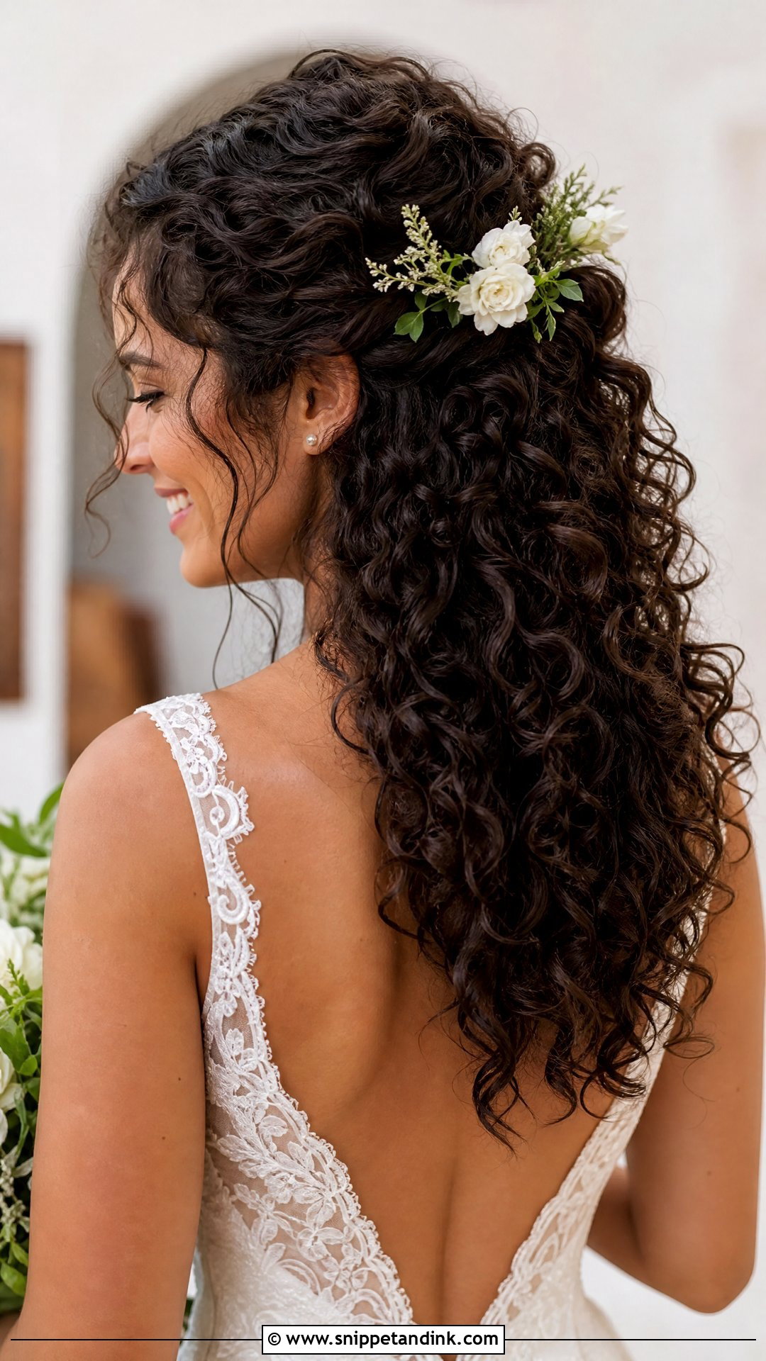 Half Up Boho Style For Curly Hair - Snippet and Ink - 25 Boho Half-Up Bridal Hair Ideas