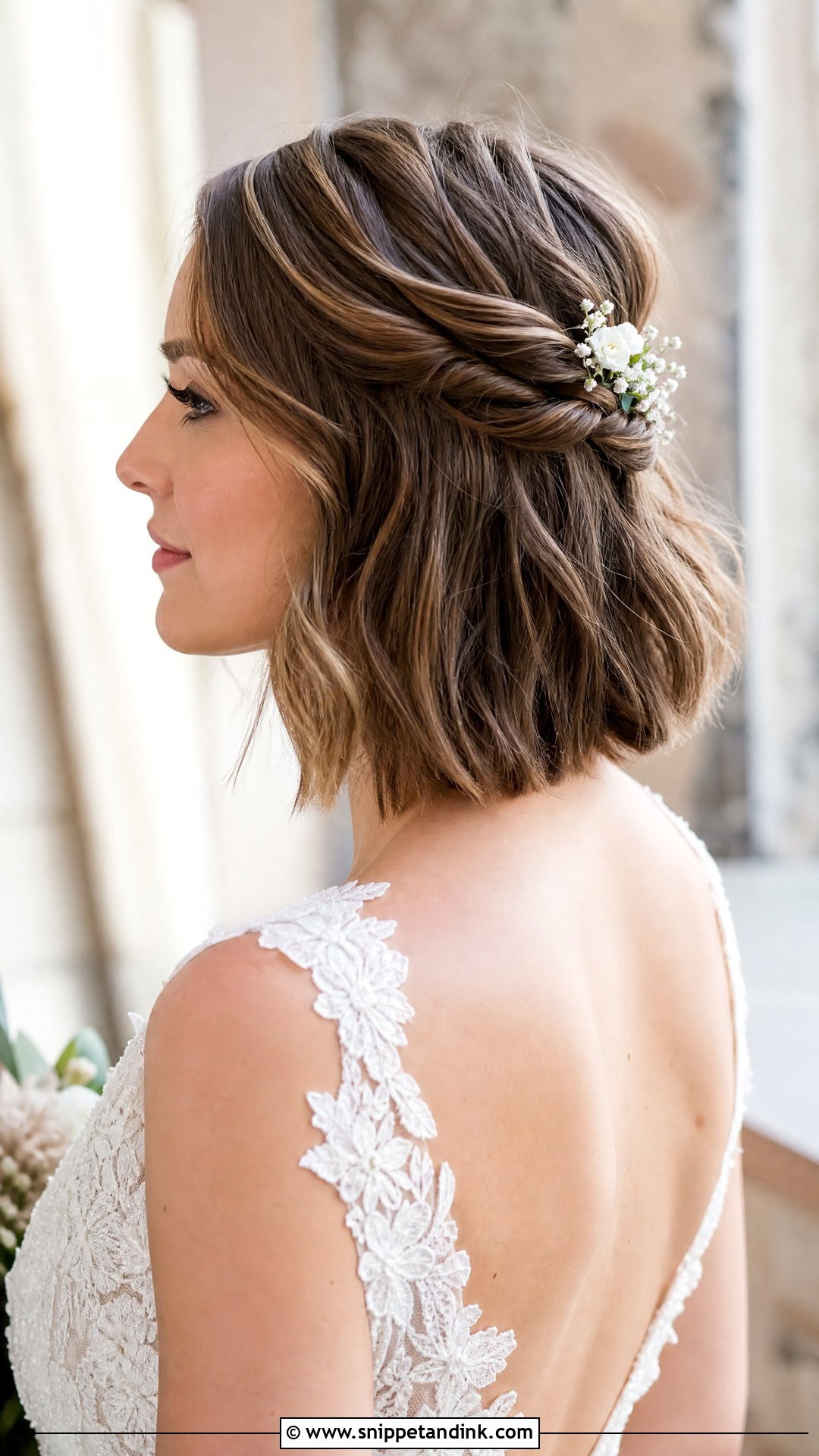 Half Up Boho Style For Short Hair - Snippet and Ink - 25 Boho Half-Up Bridal Hair Ideas