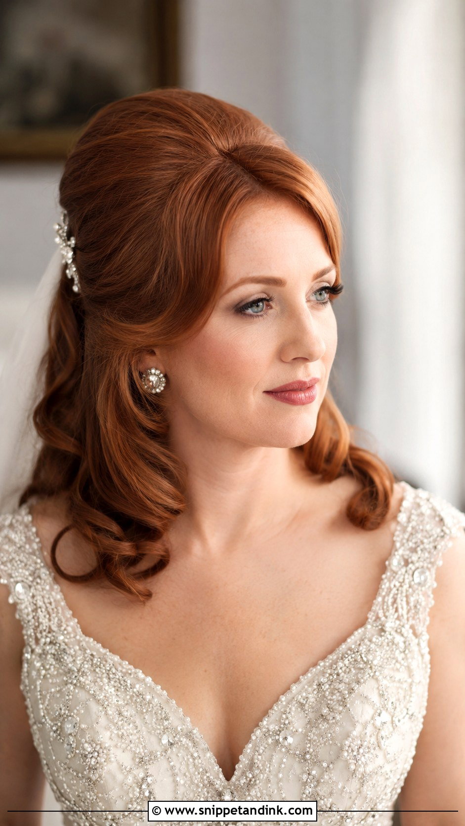 Half Up Bouffant Wedding Style - Snippet and Ink - 25 Half-Up Long Hair Wedding Styles