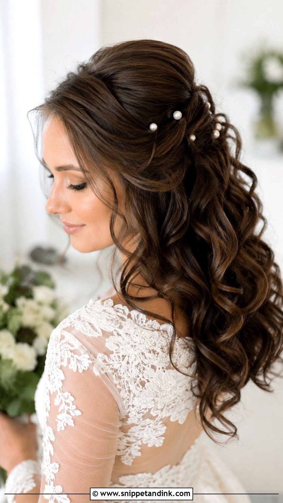 Half Up Bouffant With Curls - Snippet and Ink - 20 50s Wedding Hair Ideas