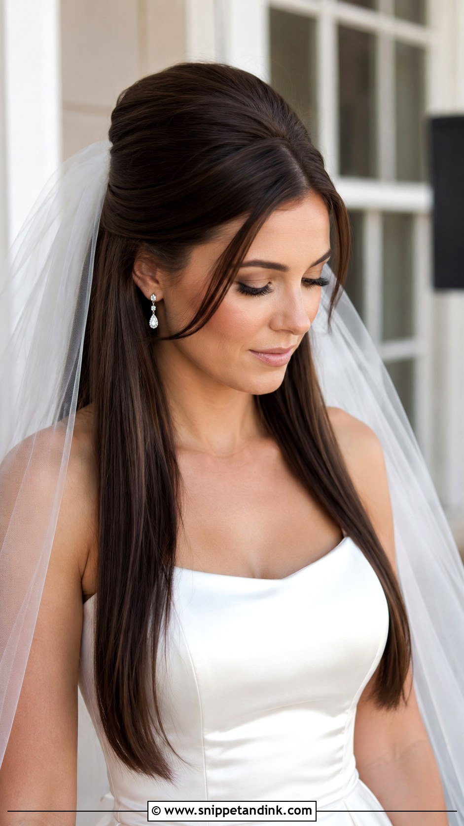 Half Up Bouffant With Long Straight Hair - Snippet and Ink - 25 Long Half-Up Half-Down Wedding Hair Ideas