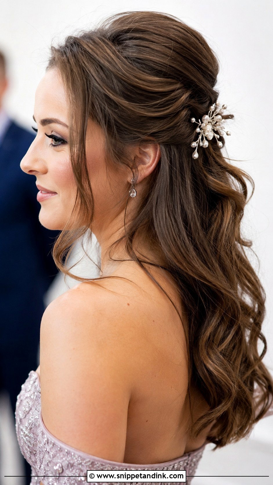 Half Up Bouffant With Soft Waves - Snippet and Ink - 20 Engagement Hairstyles for Short Hair
