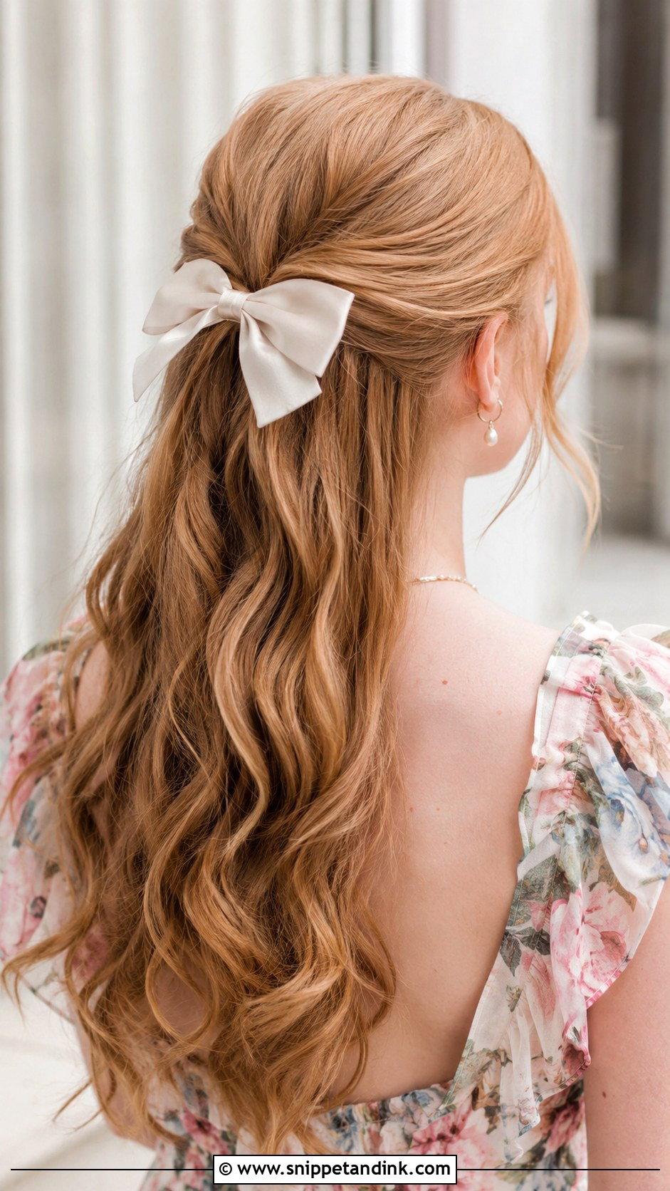 Half Up Bow Hairstyle For Long Hair - Snippet and Ink - 20 Half-Up Wedding Guest Hairstyles for Long Hair