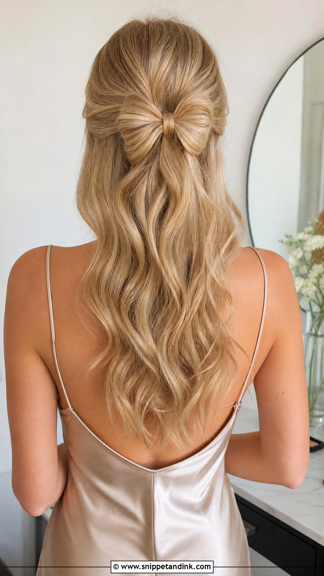 Half Up Bow Hairstyle - Snippet and Ink - 20 Cute Wedding Guest Hairstyles