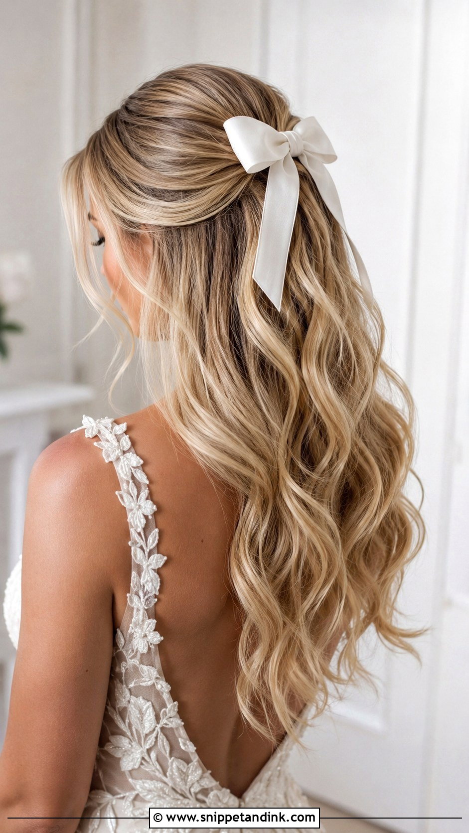 Half Up Bow Style - Snippet and Ink - 20 Simple Wedding Hairstyles Down