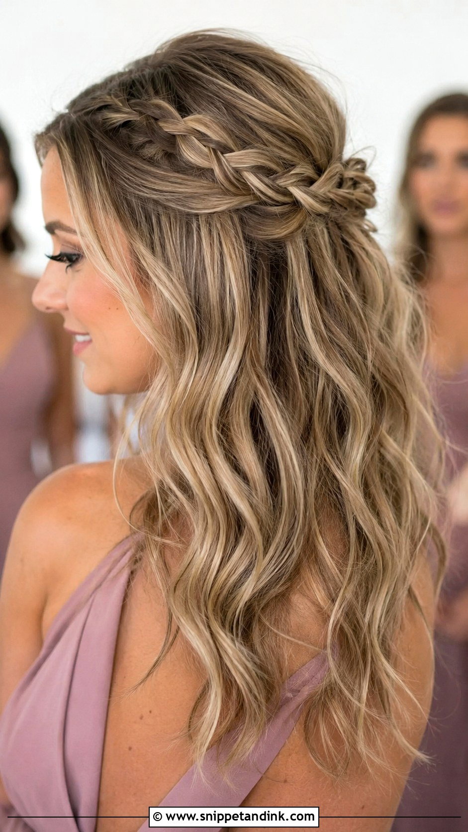 Half Up Braid Bridesmaid Hair - Snippet and Ink - 20 Hair Down Wedding Bridesmaid Ideas