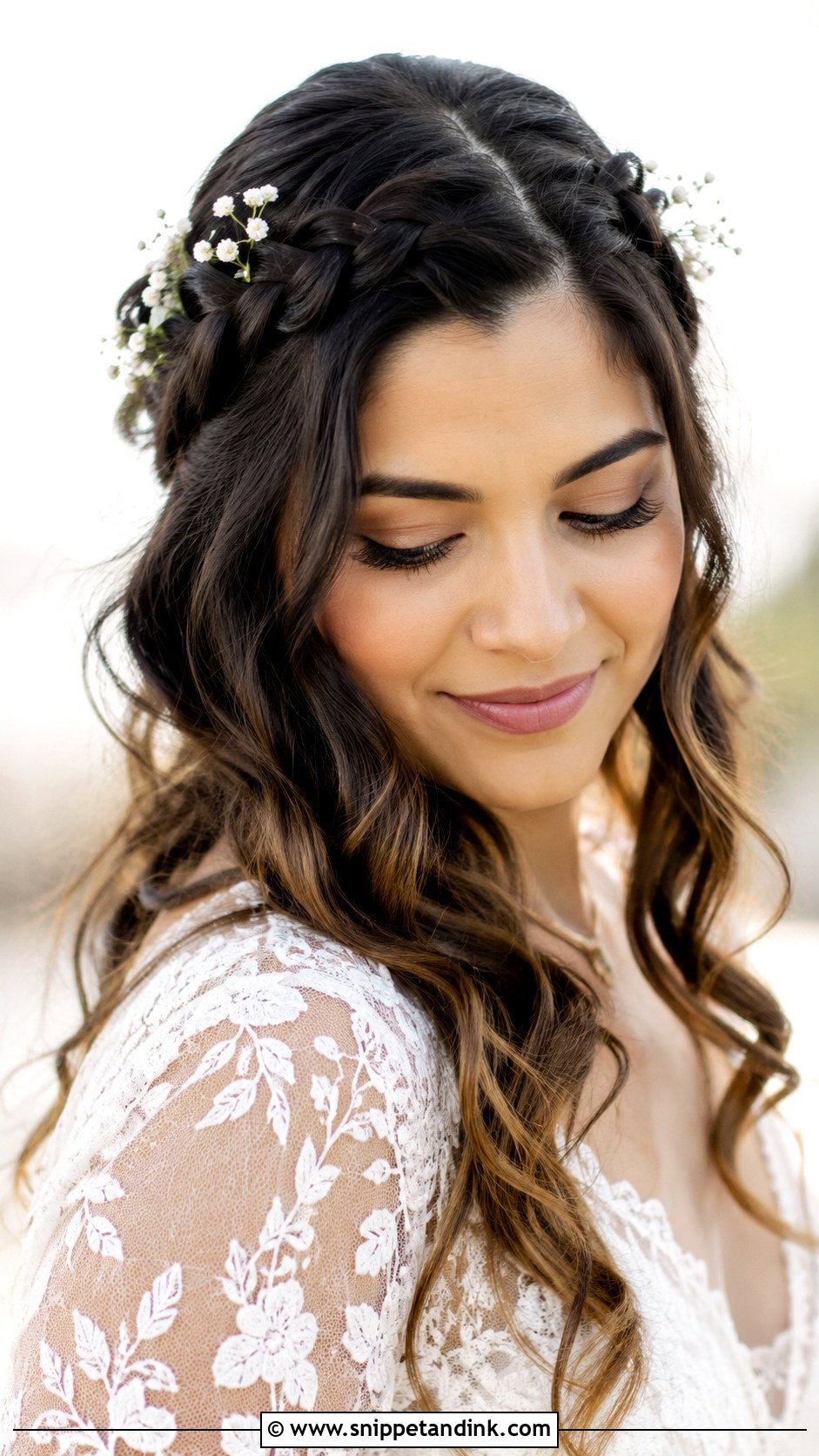 Half Up Braid Crown - Snippet and Ink - 20 Long Hair Bride Hairstyles
