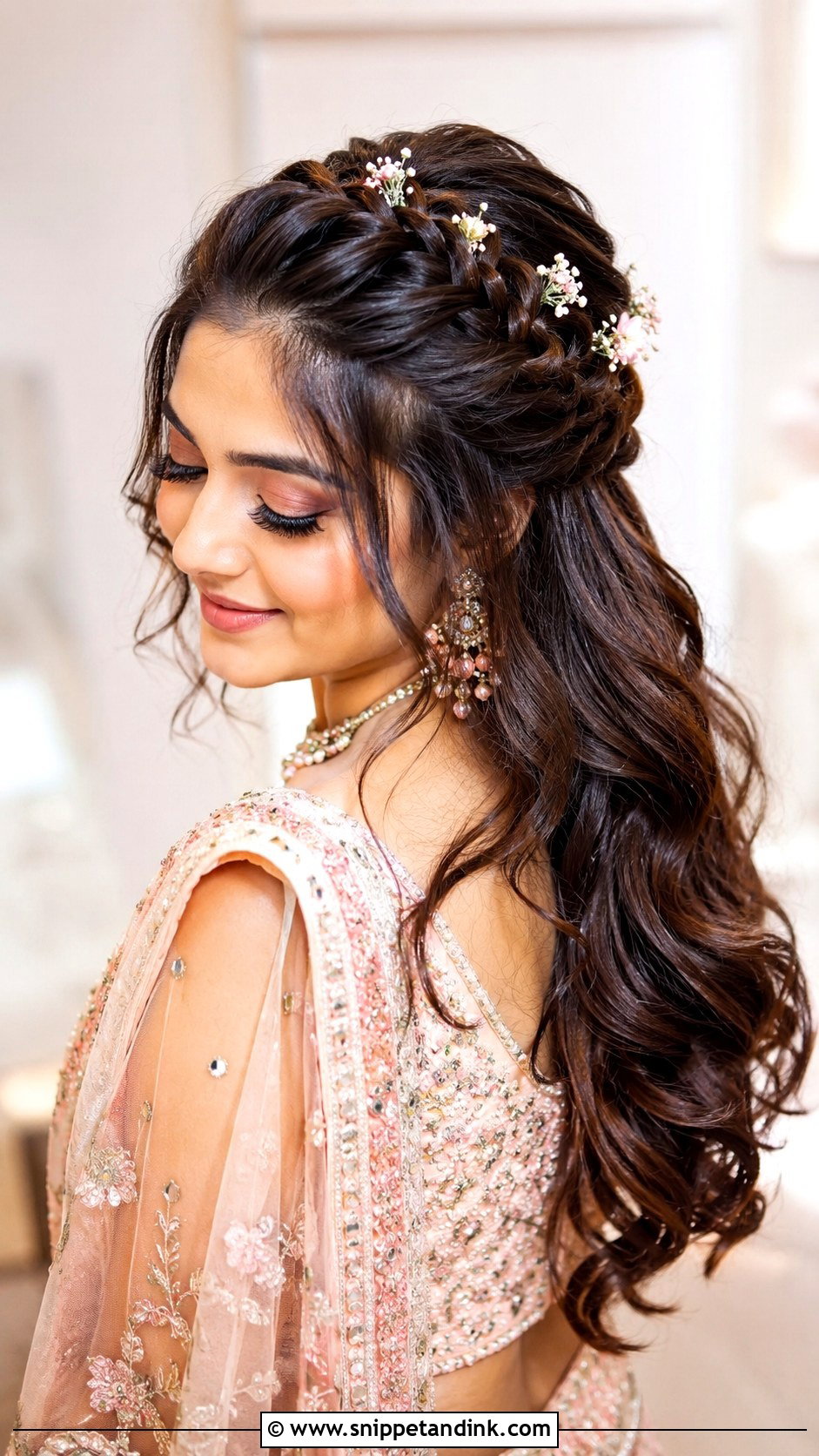 Half Up Braid For Mehendi Bride - Snippet and Ink - 20 Mehendi Brides Braids Hairstyles